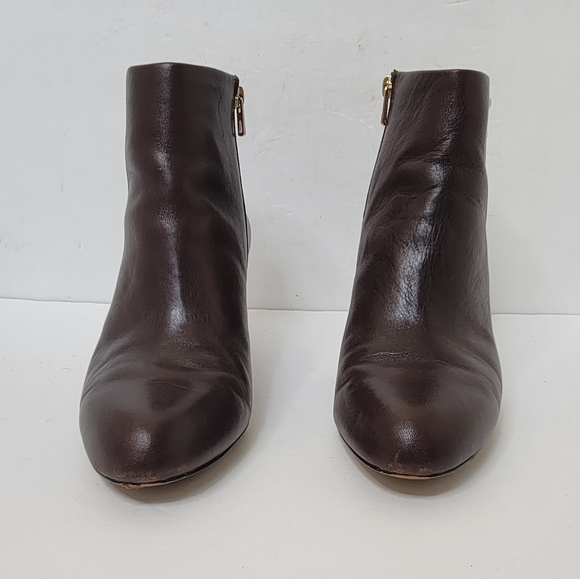 Coach Hickory Ankle Booties in Saddle size 9.5 Brown Heeled Boots Leather Stud - Picture 4 of 14